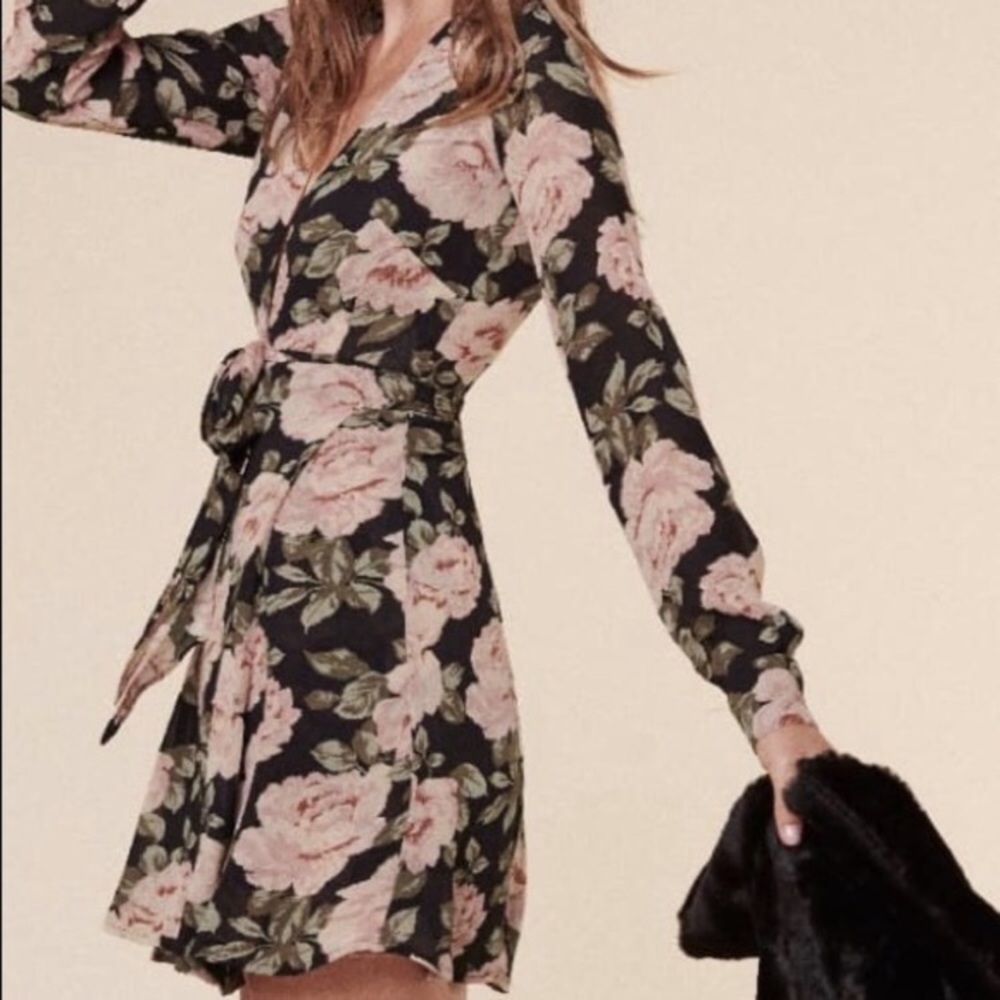 Reformation Porter floral wrap dress in Roma XS